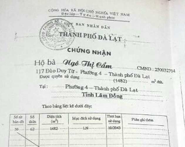 Giấy tờ đất Nguyễn Trung Trực